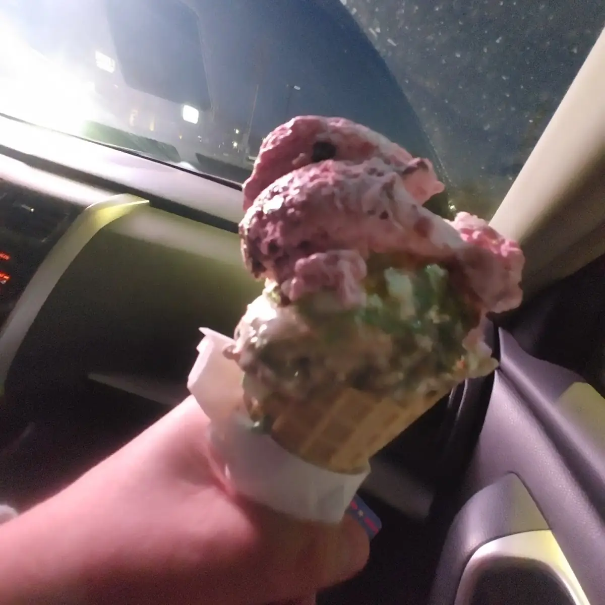 Cherry Magnolia & Peppermint Stick Ice Cream Cone