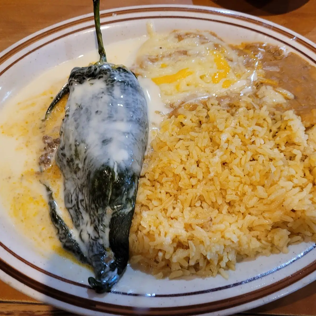 Enchilada Chile Relleno Rice & Beans
