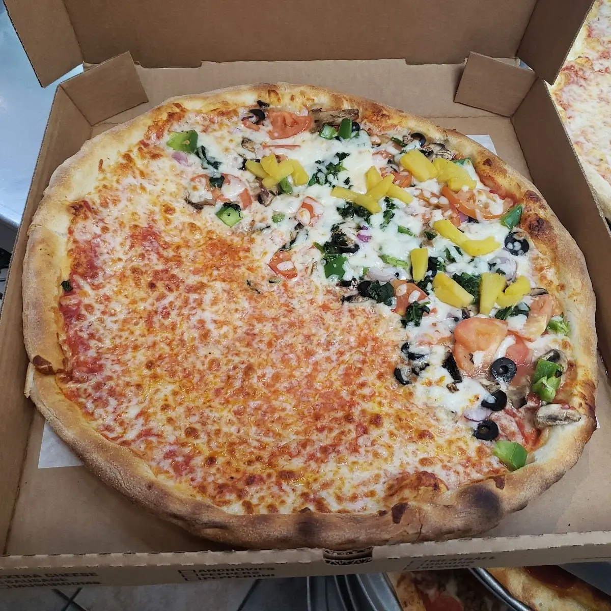 Half Chicken and Half Veggie Pizza