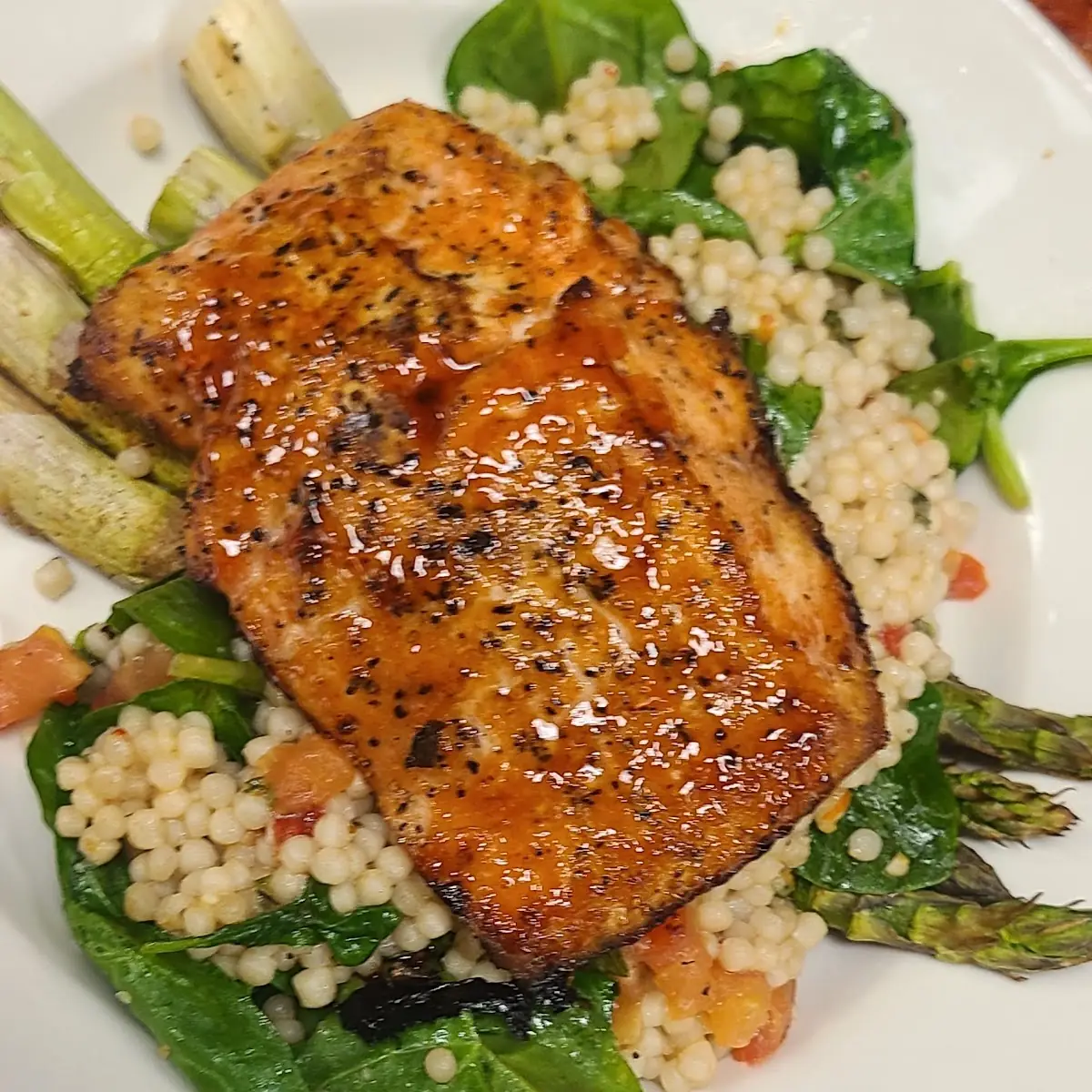 Enlightened Cherry Chipotle Glazed Salmon