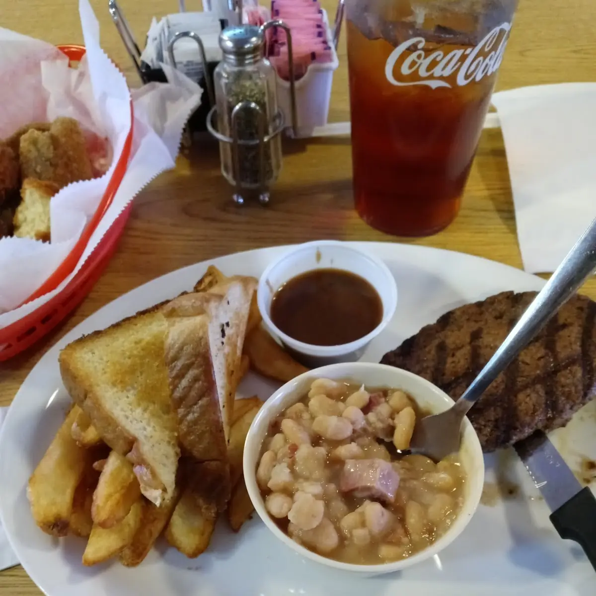 Hamburger Steak and Fish Dinner