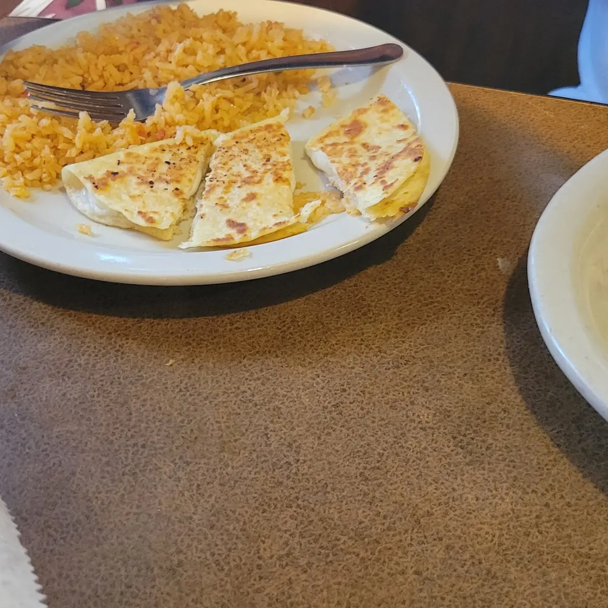 Cheese Quesadilla and Rice