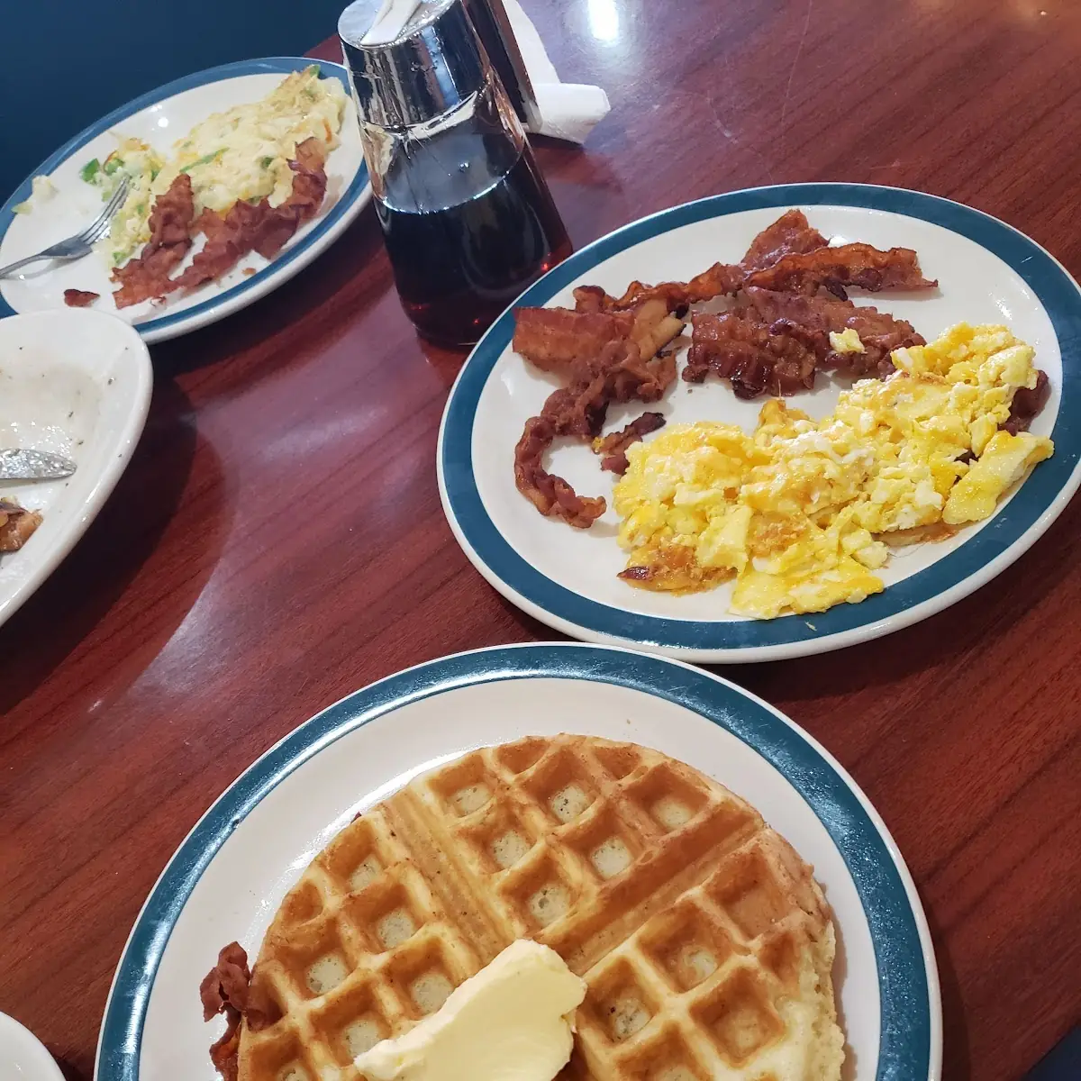 Belgian Waffle with Bacon and Eggs
