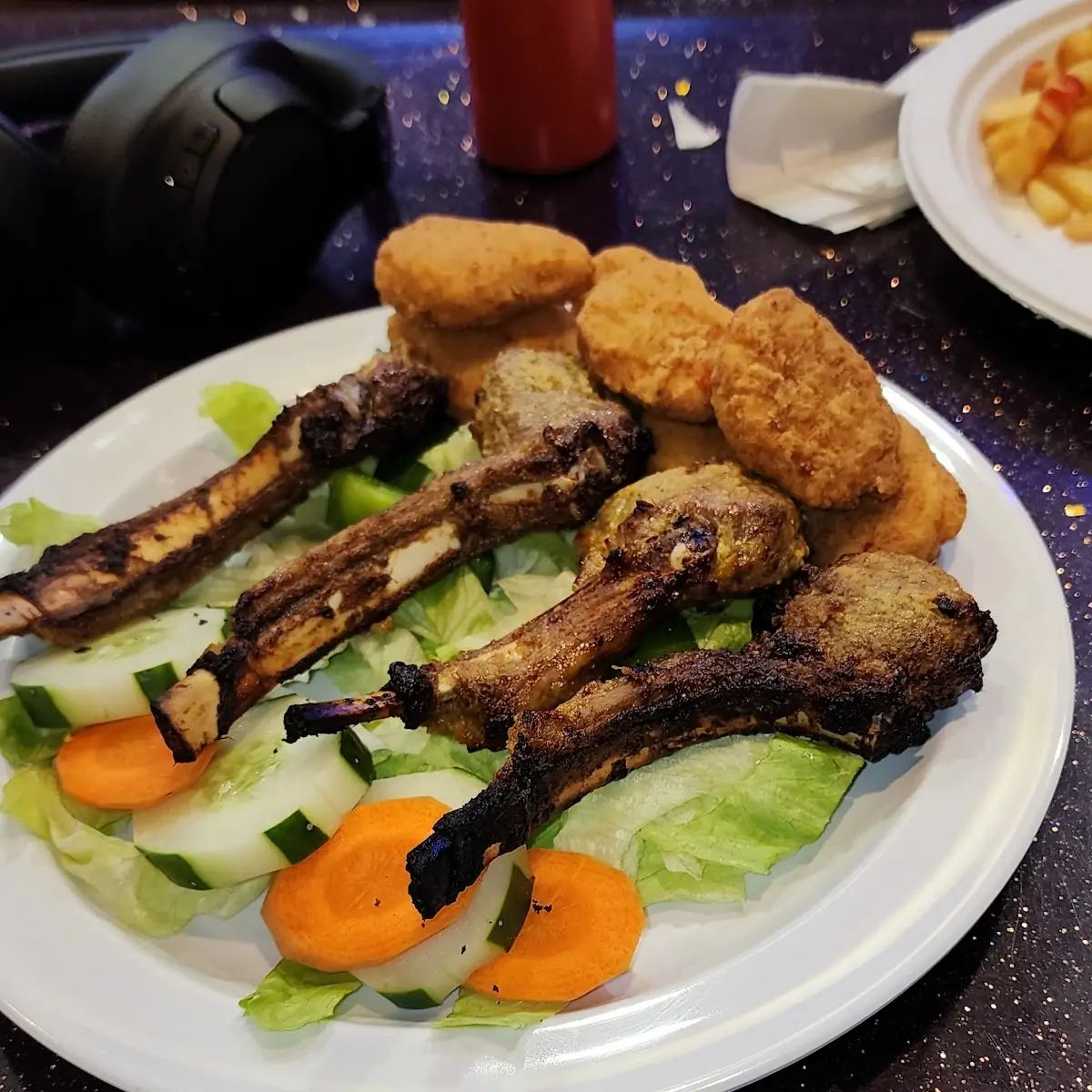 Lamb Chots with Chicken Nuggets