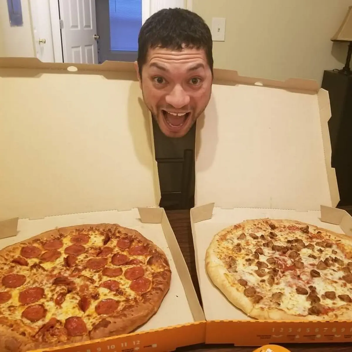 Pepperoni Pizza and Sausage Pizza