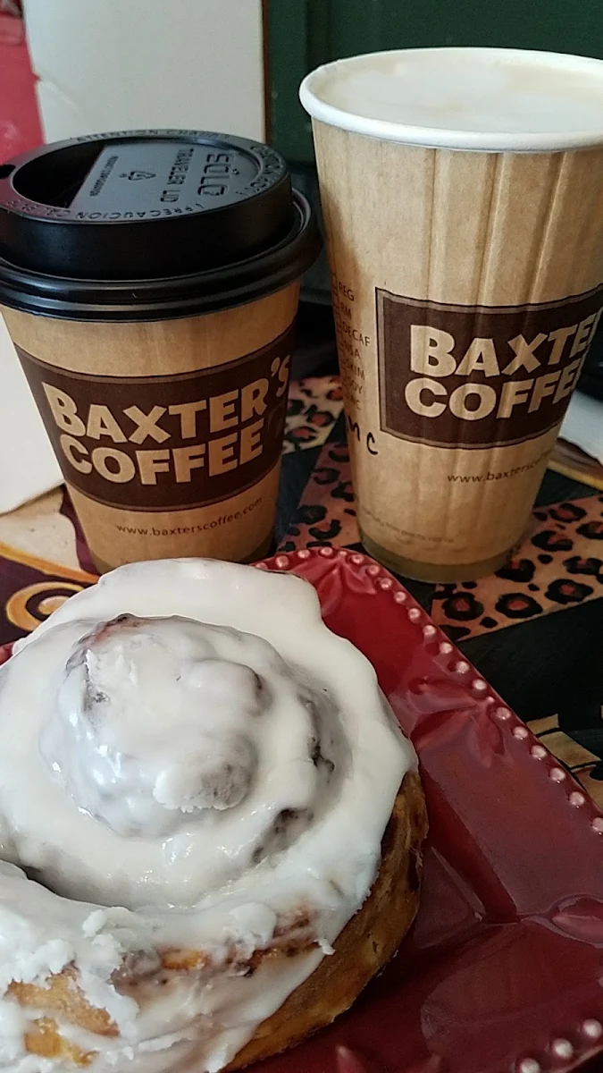 Coffees and a Cinnamon Roll