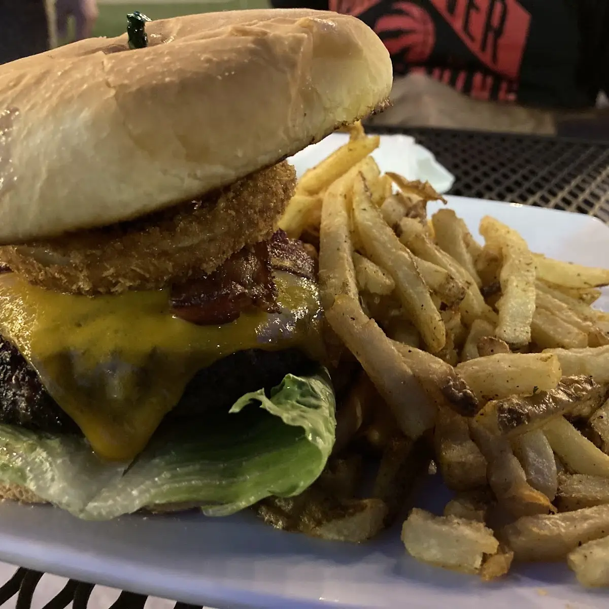 BBQ Bacon Cheeseburger and Fries