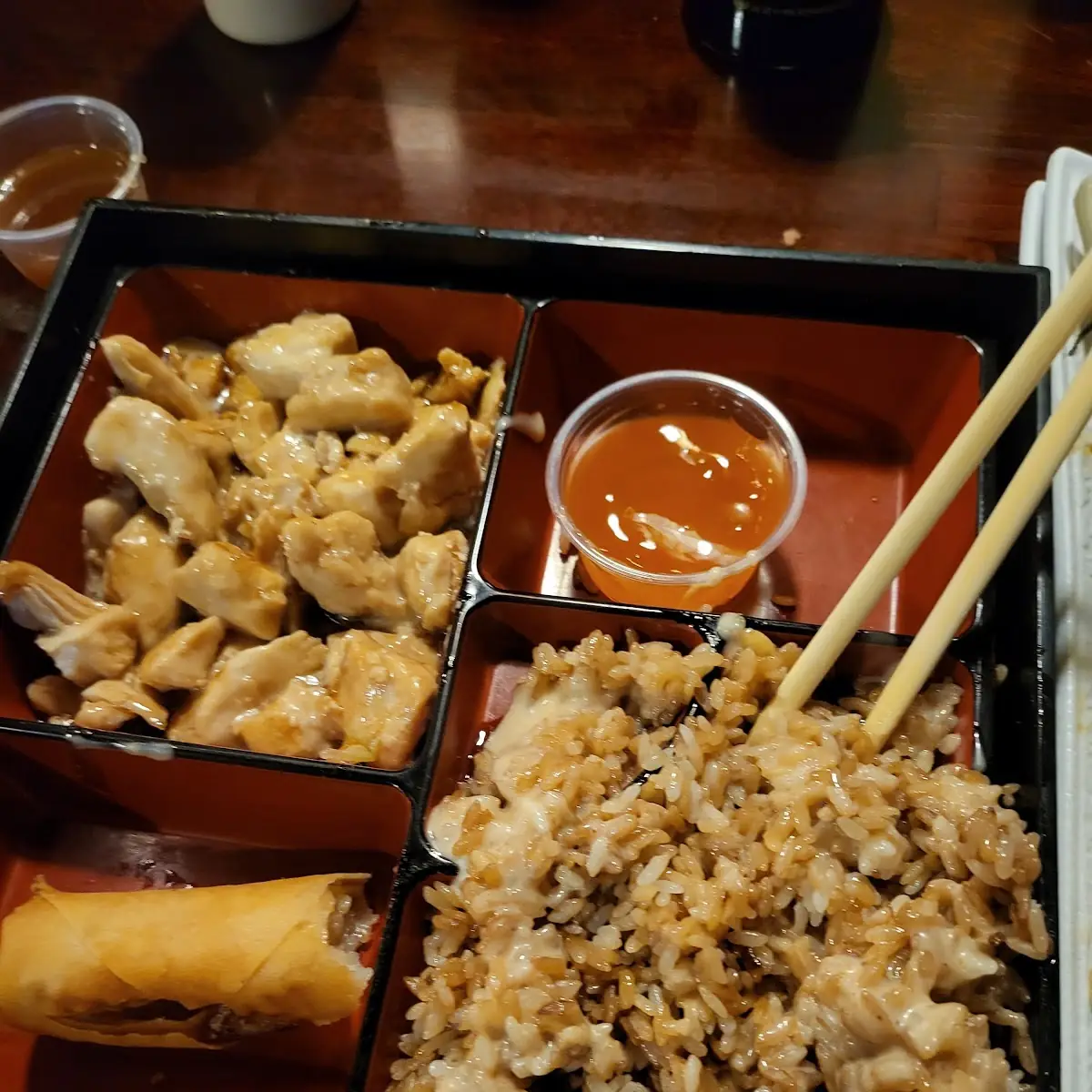Teriyaki Chicken and Fried Rice with Egg Roll