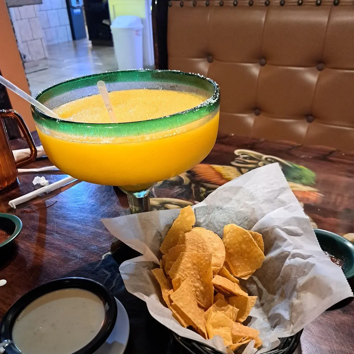 Mango Margarita Chips and White Queso Cheese Dip