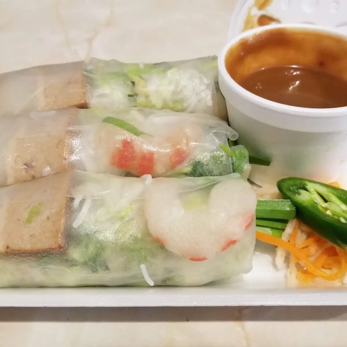 Shredded Tofu with Veggie Spring Rolls