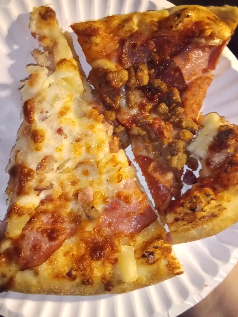 Pineapple Pizza and Meat Lovers Pizza
