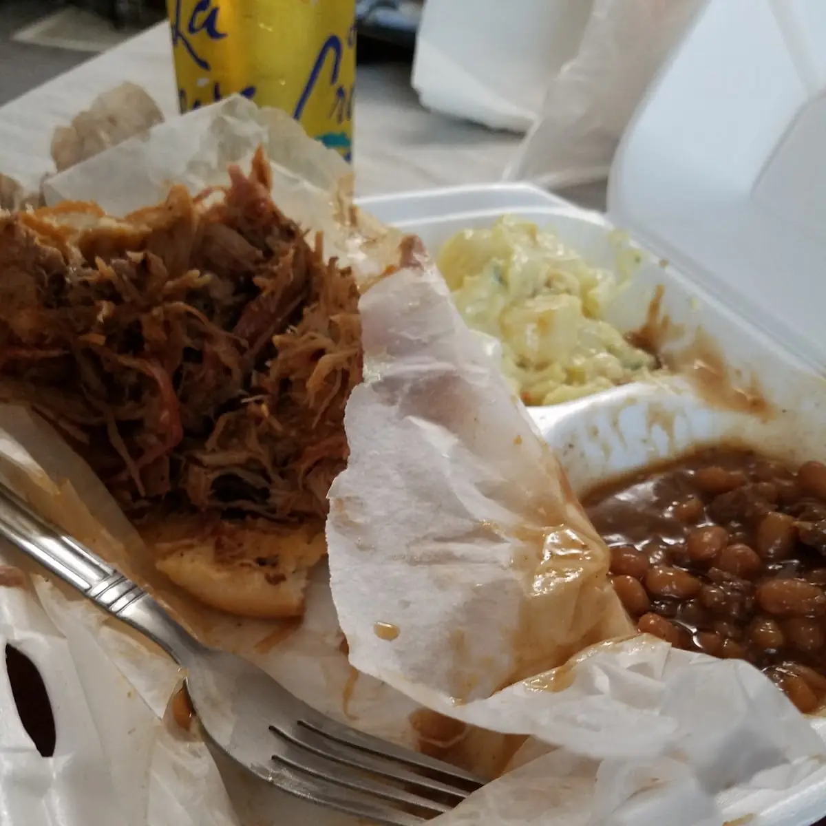 Pulled Pork Sandwich and Baked Beans