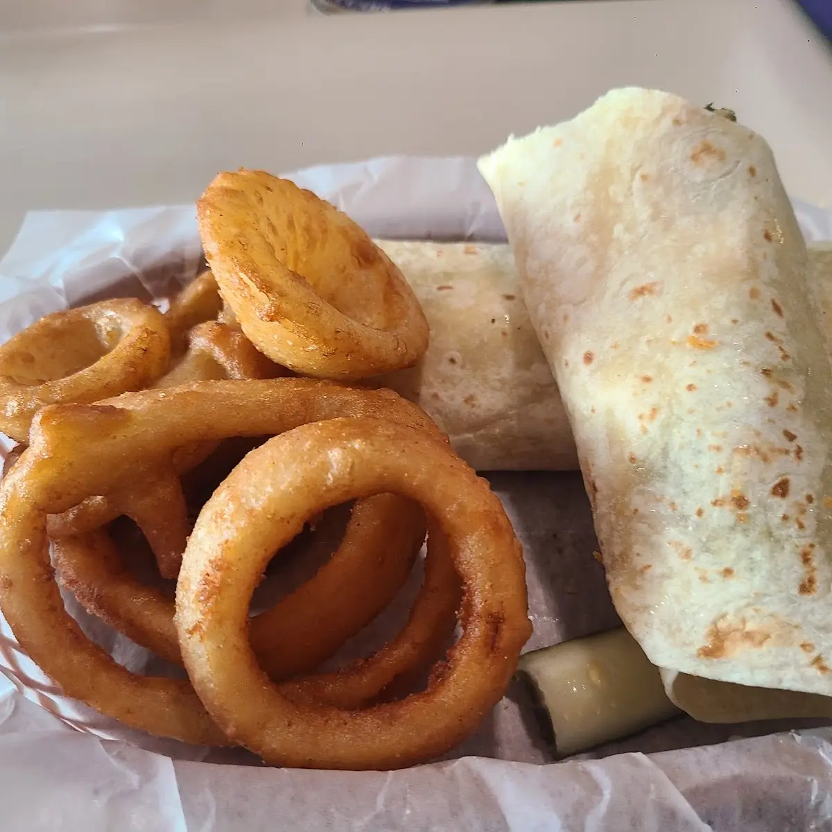 Chicken Wrap with Onion Rings