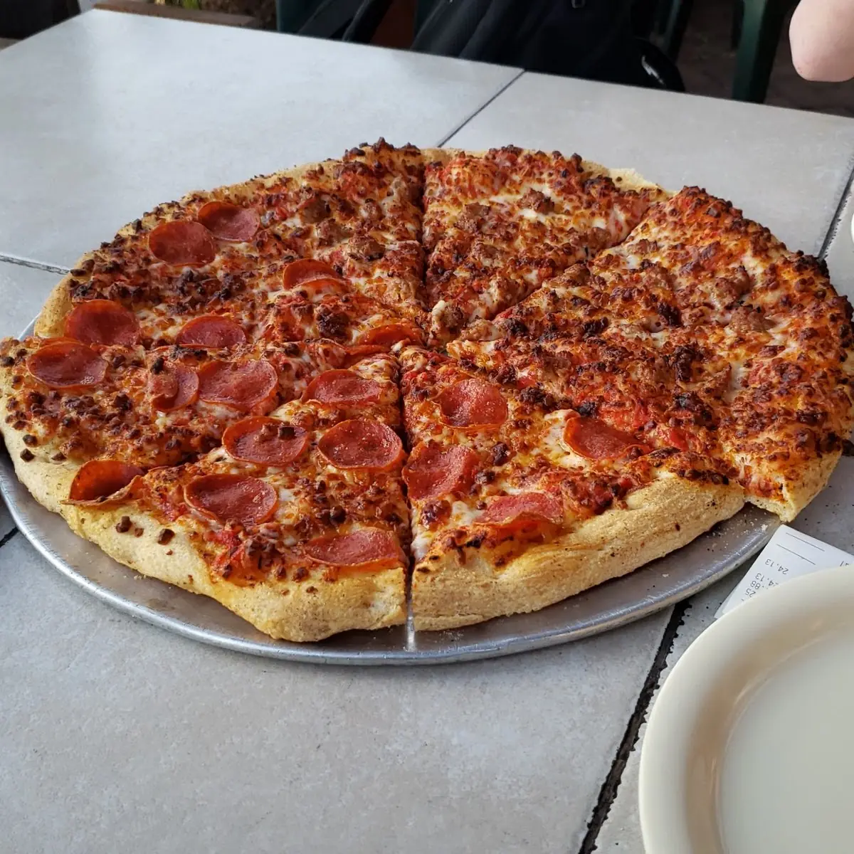 Half Pepperoni Half Sausage Pizza