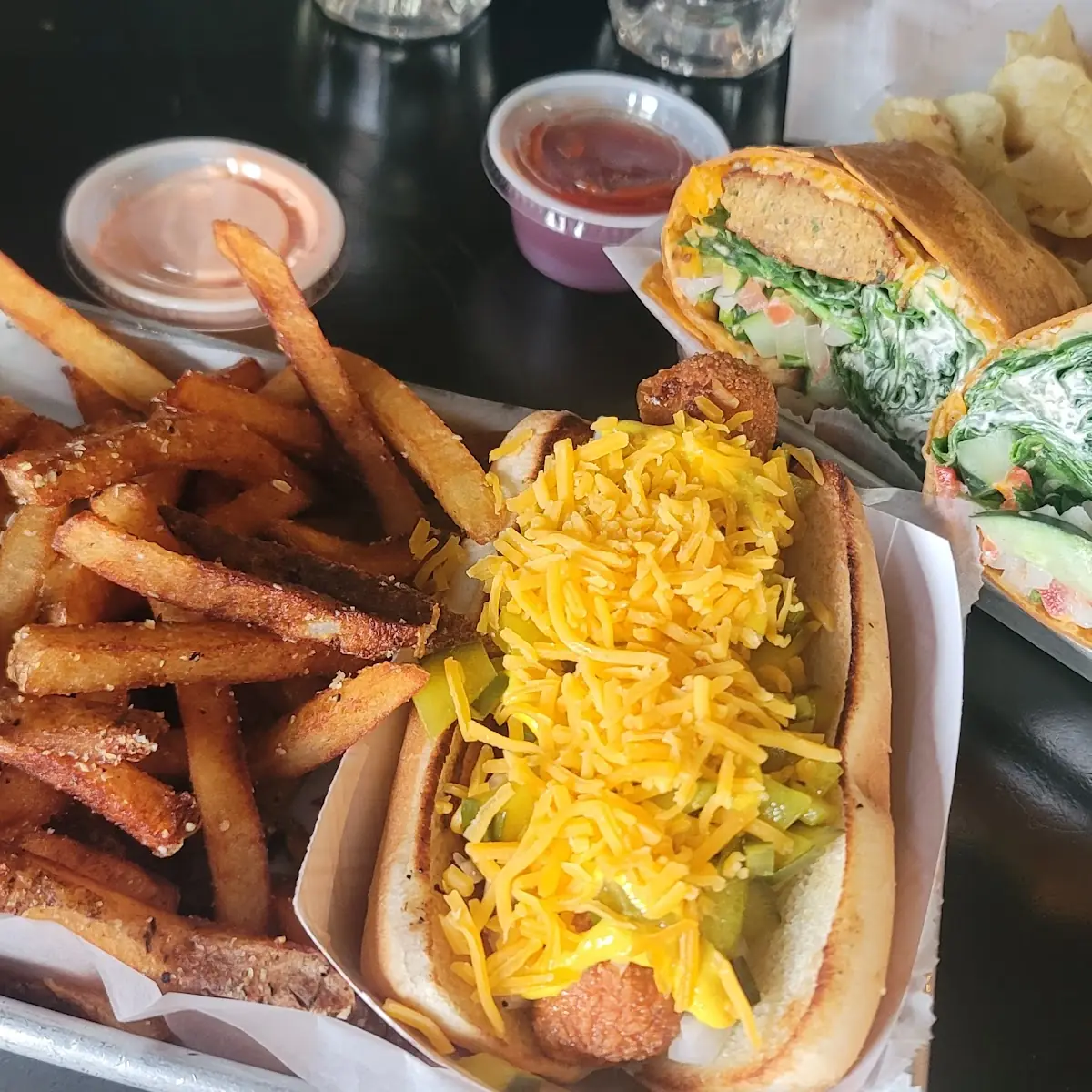 Hot Dog and Veggie Wrap