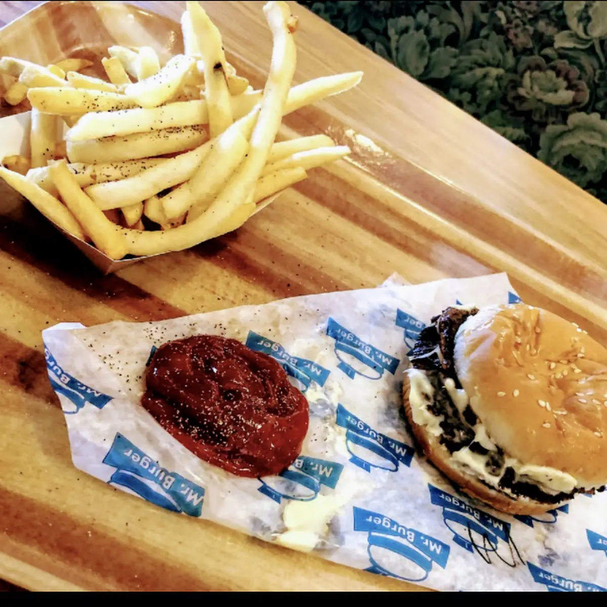 Mushroom and Swiss Burger and Fries