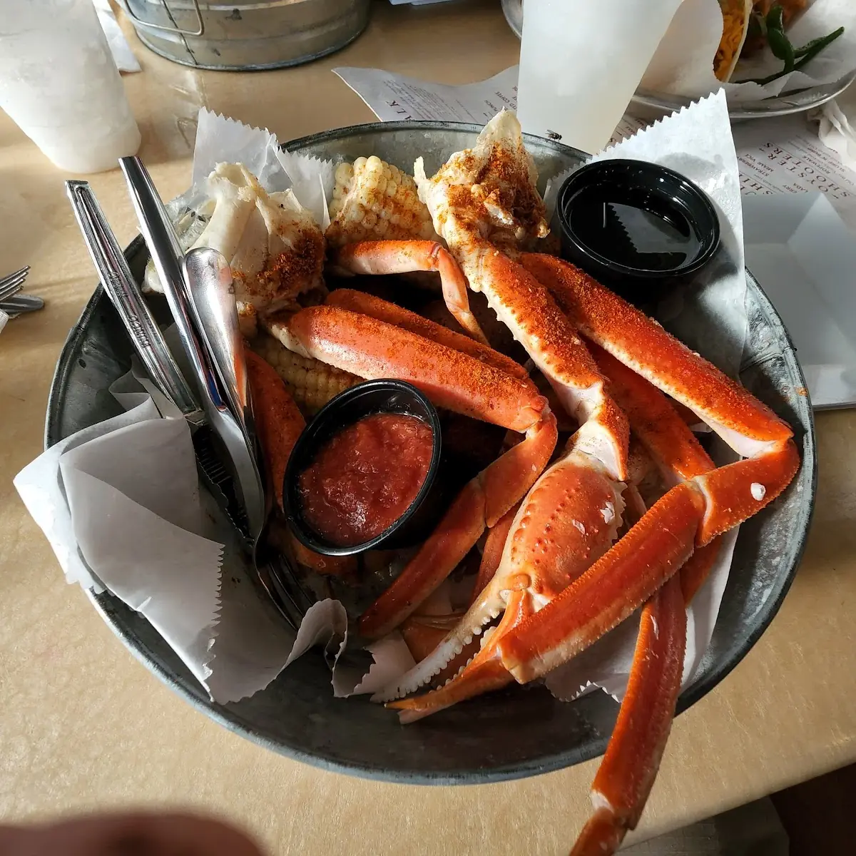 Snow Crab with Corn and Sauces