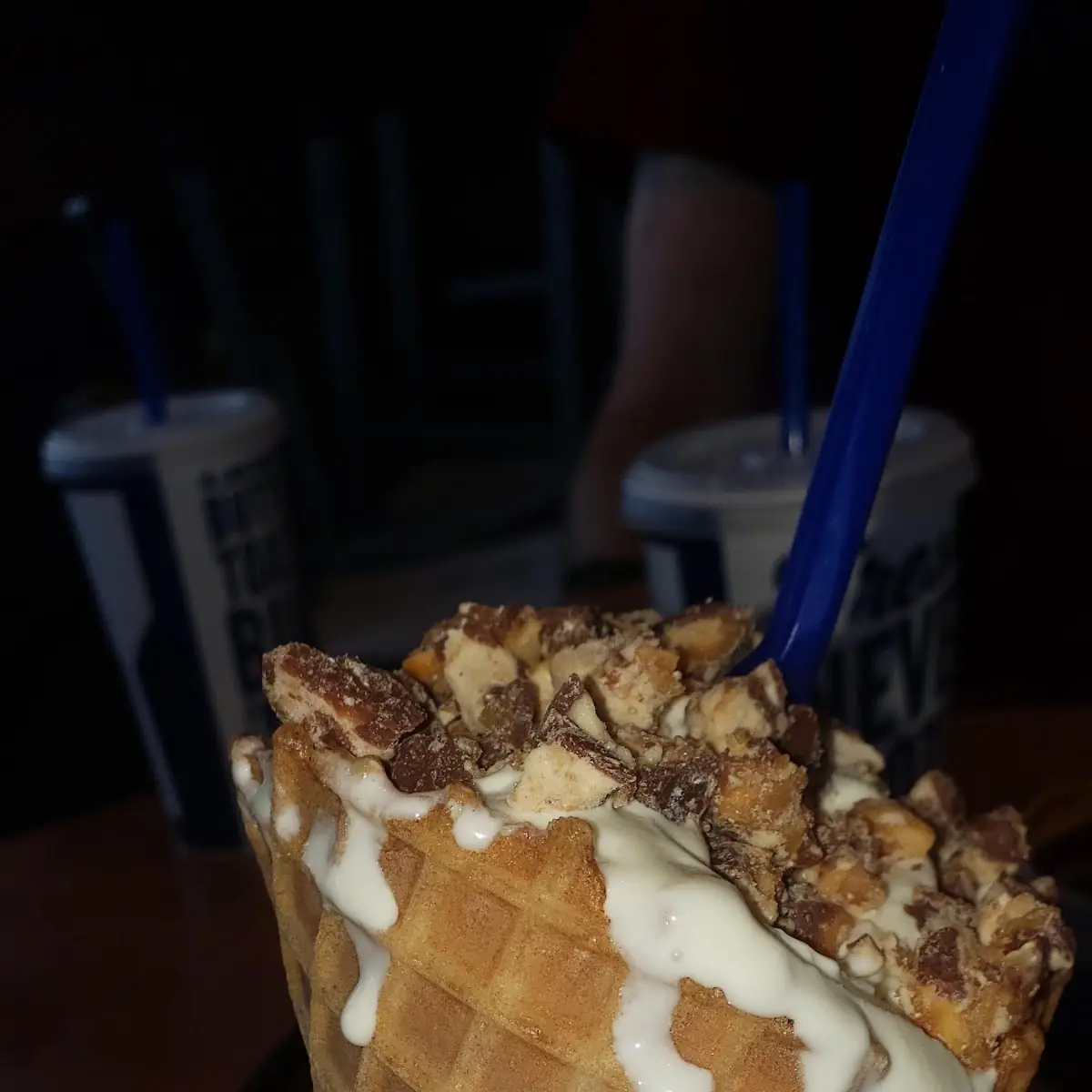 Vanilla Ice Cream Cone with Cookie Dough