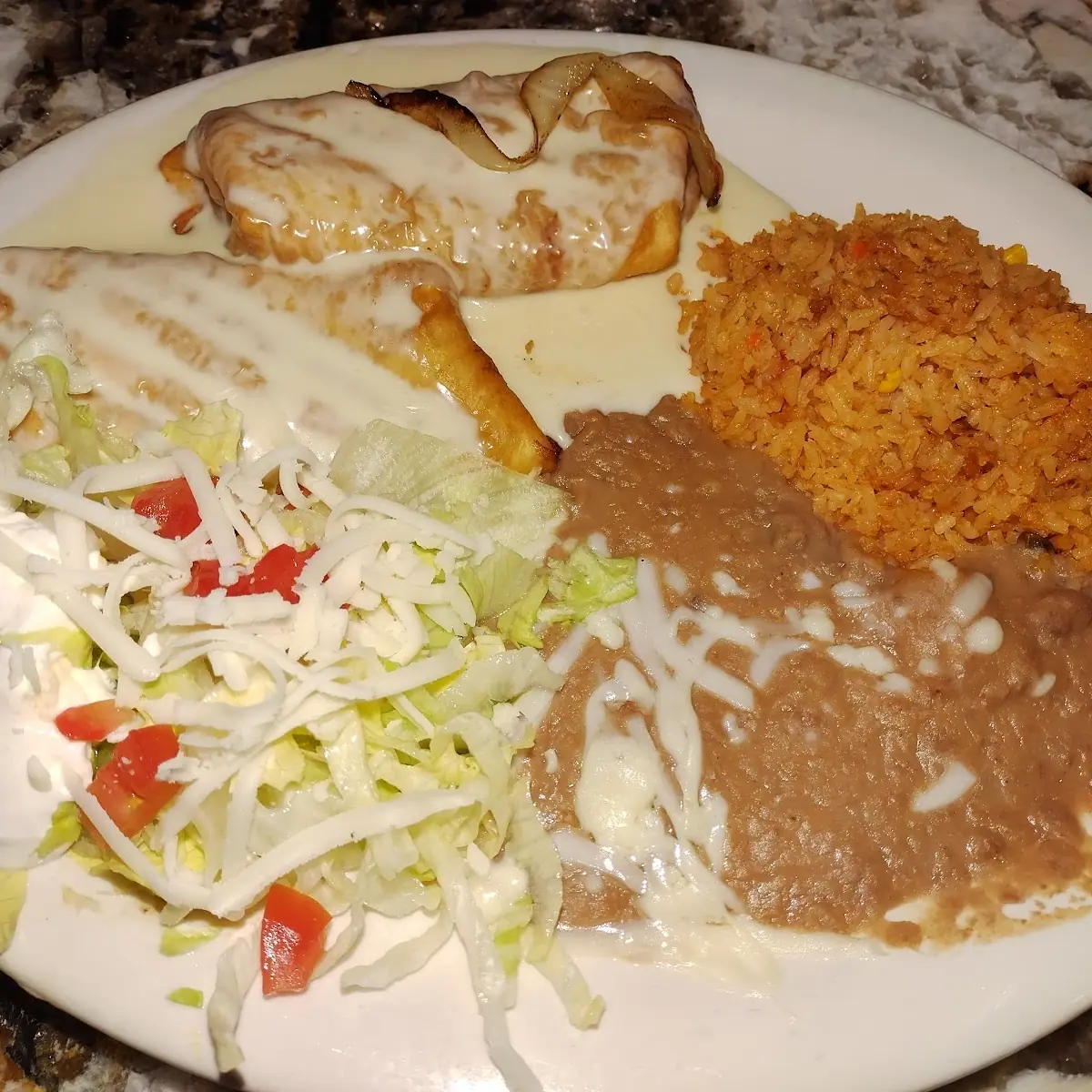 Cheese Quesadilla with Rice and Beans