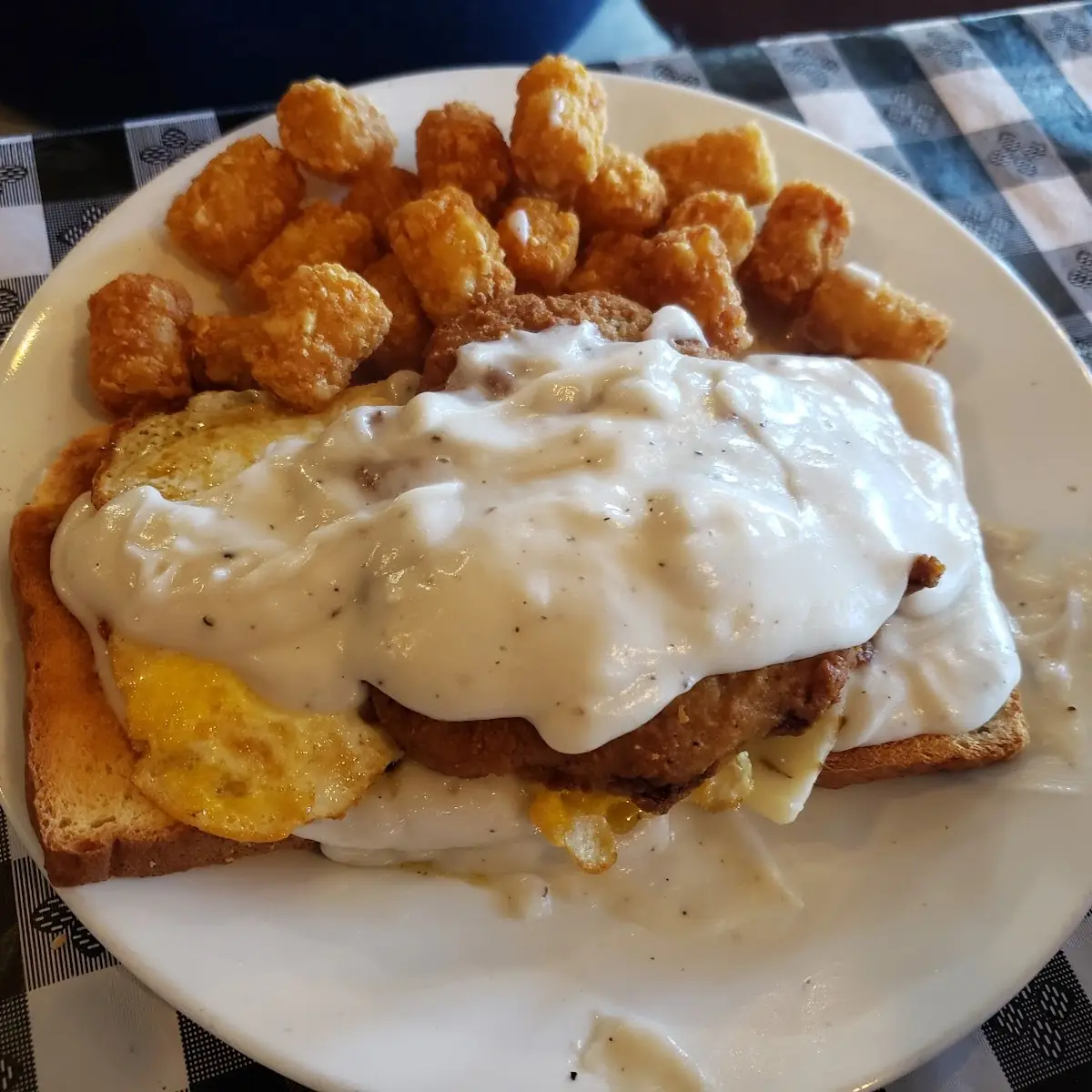 Country Fried Steak on Toast Eggs