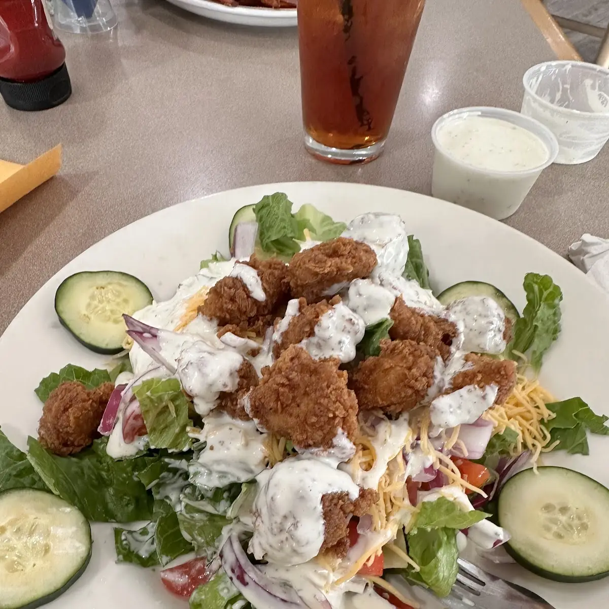 Salad with Fried Chicken