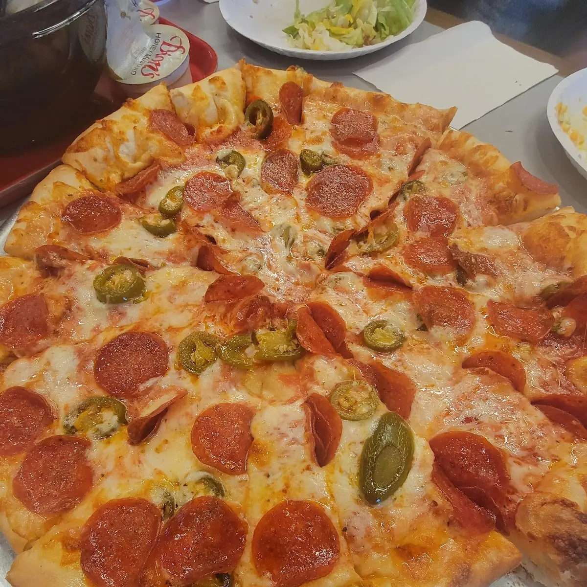 Green Chili Pepperoni Pizza