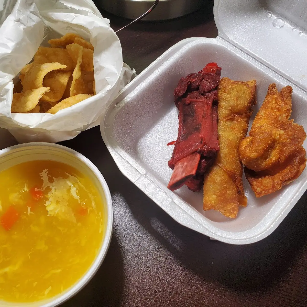 Egg Roll Crab Rangoon and Egg Drop Soup