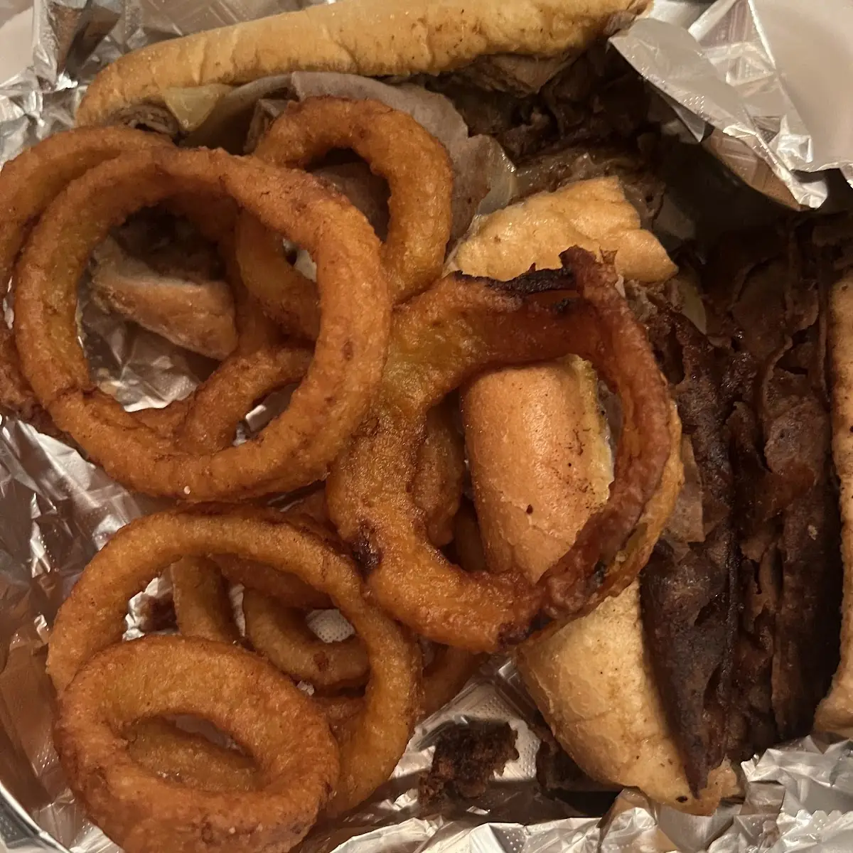 Philly Cheesesteak with Onion Rings
