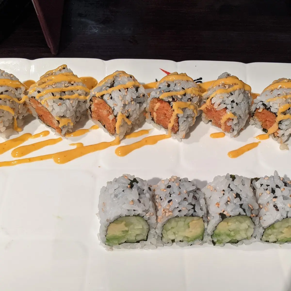 Spicy Tuna Roll and Avocado Cucumber Roll