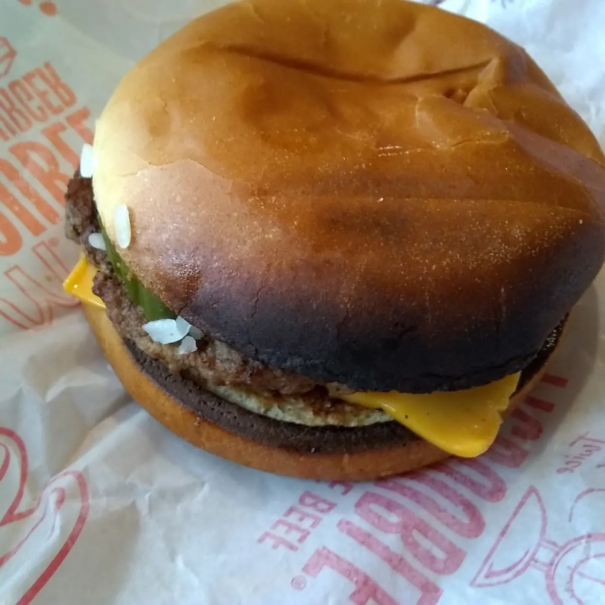 Burnt Double Cheeseburger