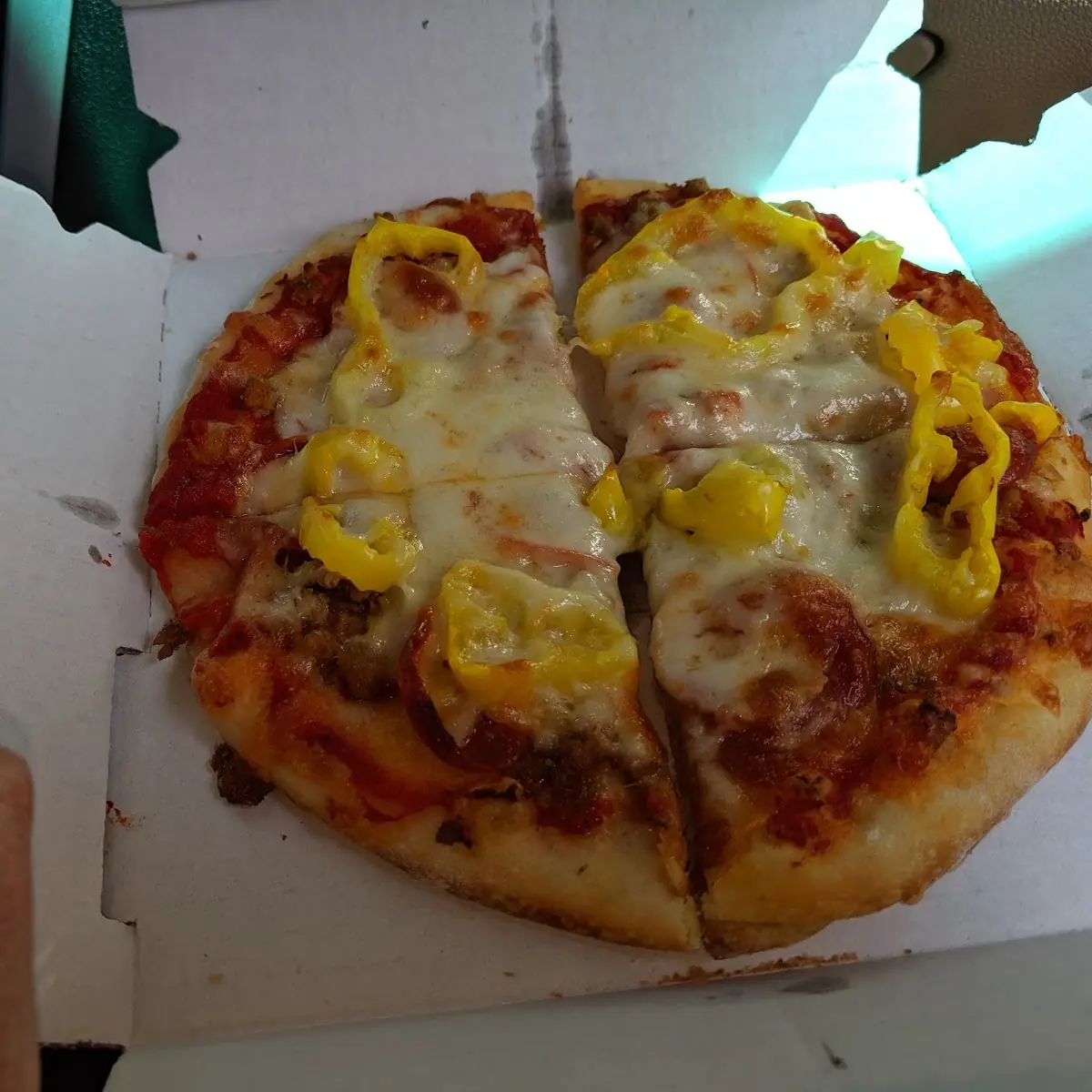 Pepperoni Sausage and Banana Pepper Pizza