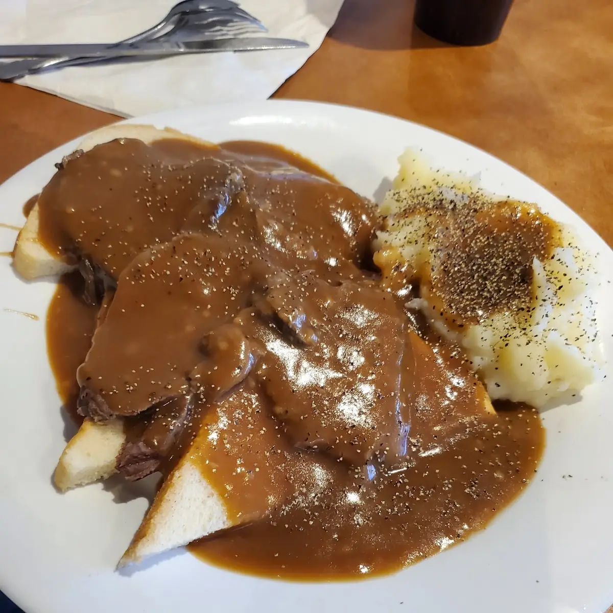 Open Face Roast Beef and Mashed Potatoes