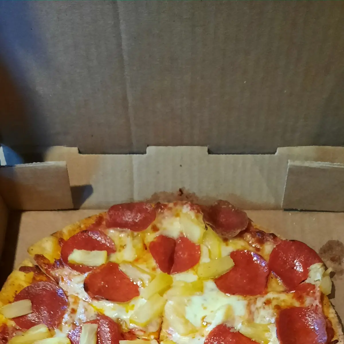 Pepperoni and Pineapple Thin Crust Pizza