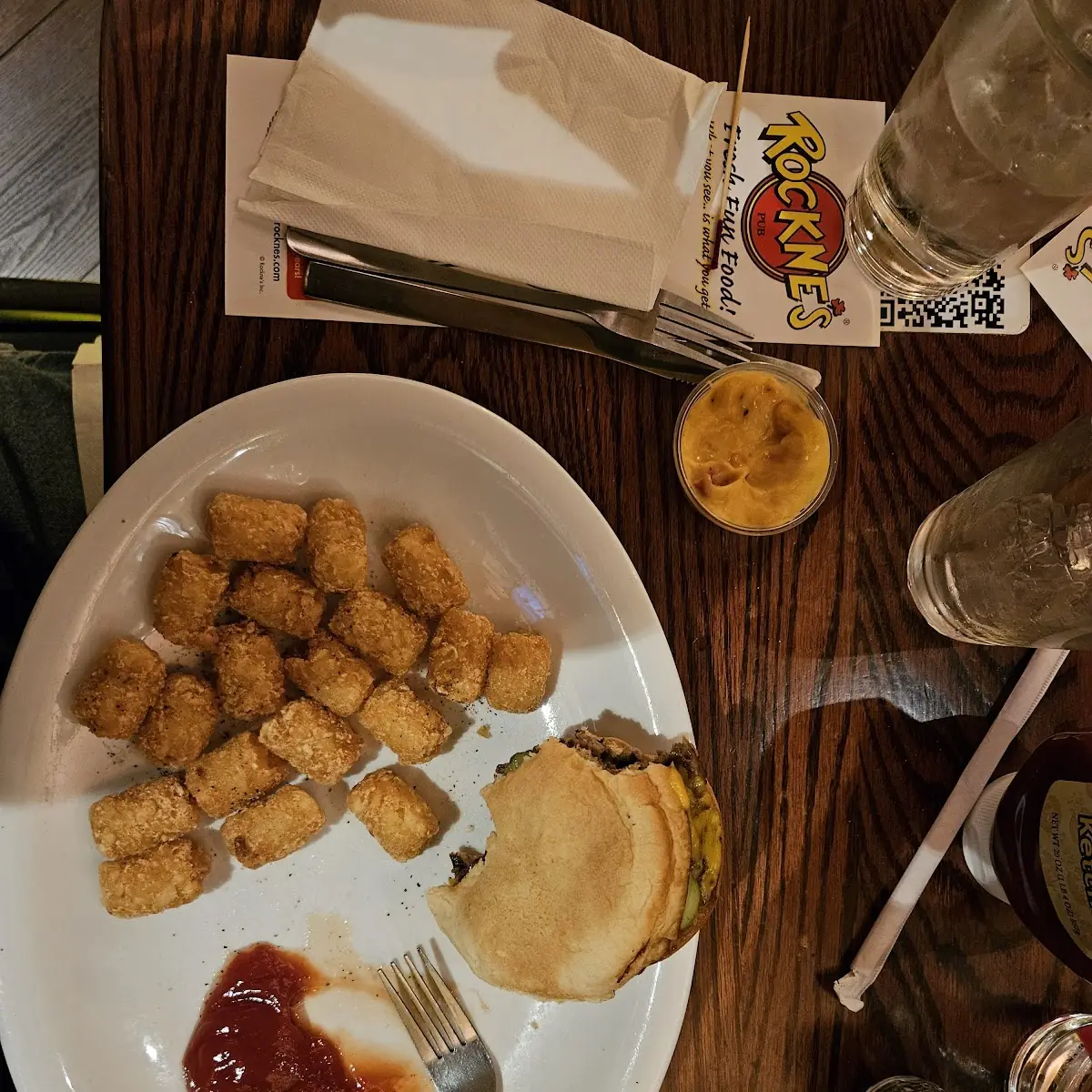 Double Cheeseburger and Tater Tots