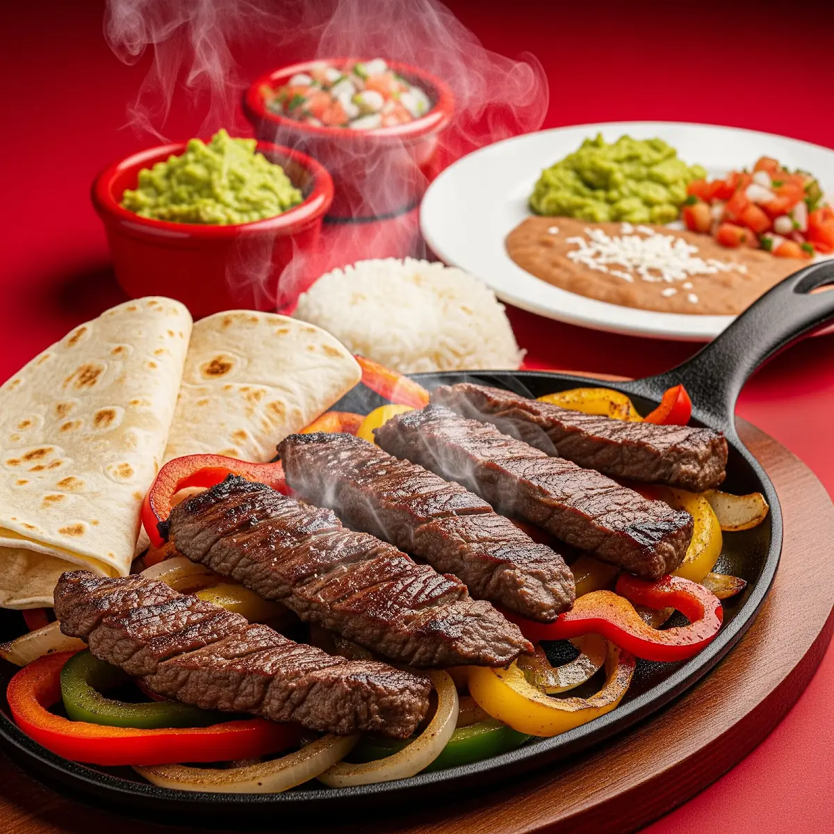 Fajitas Beef Rice Beans & Tortilla