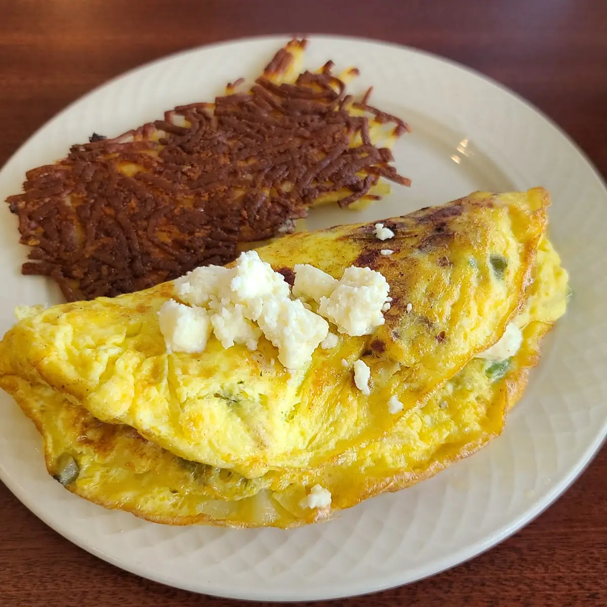 Omelette and Hash Browns