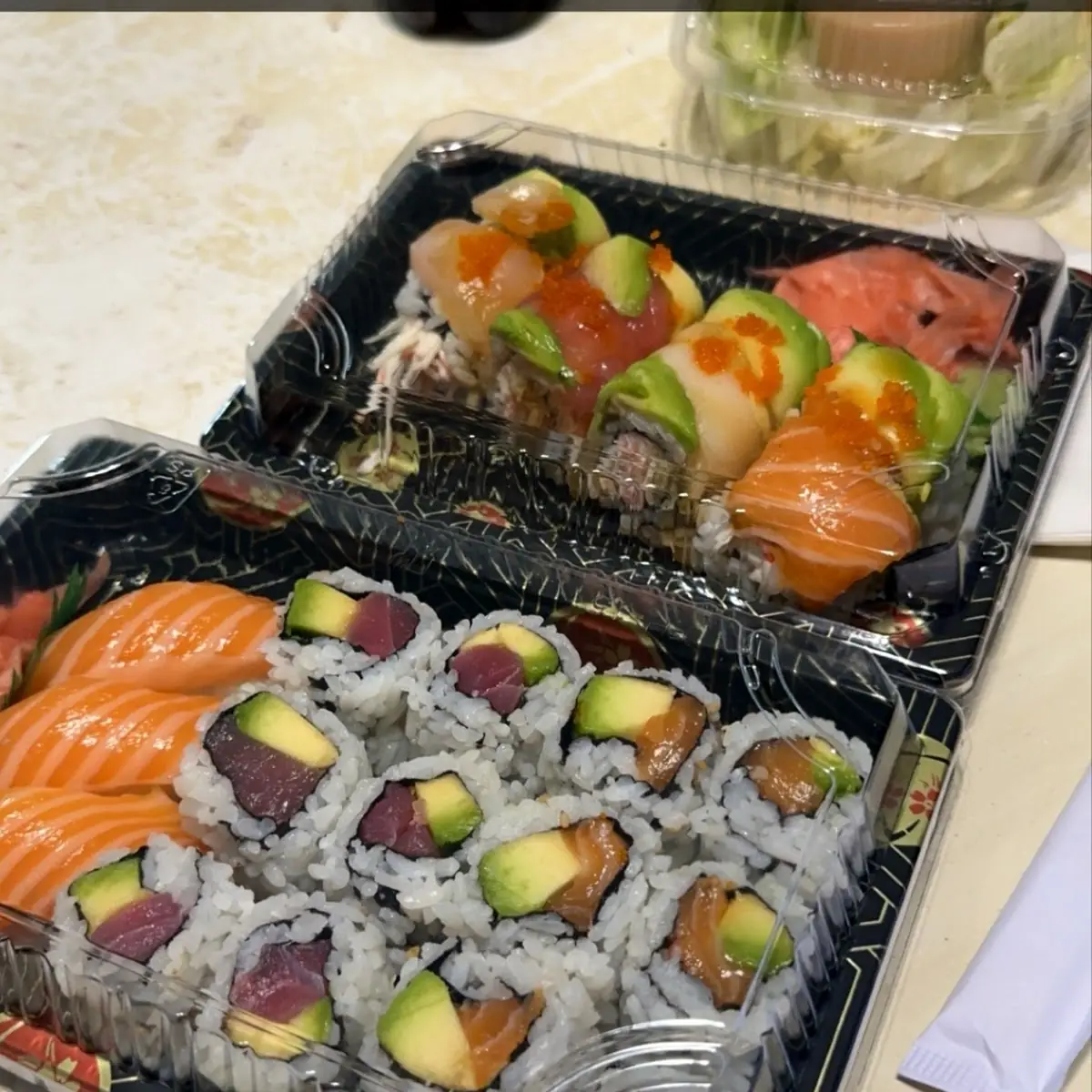 Chicken Tempura Roll and California Roll