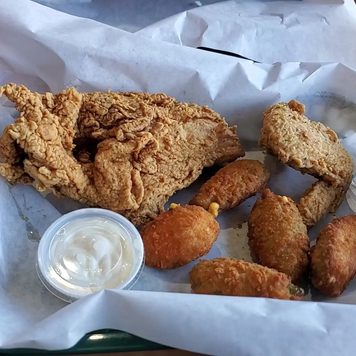 Fried Chicken Jalapeno Poppers and Rolls