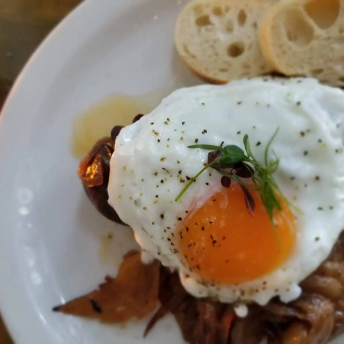 Blood Sausage Fried Egg Caramelized Onion