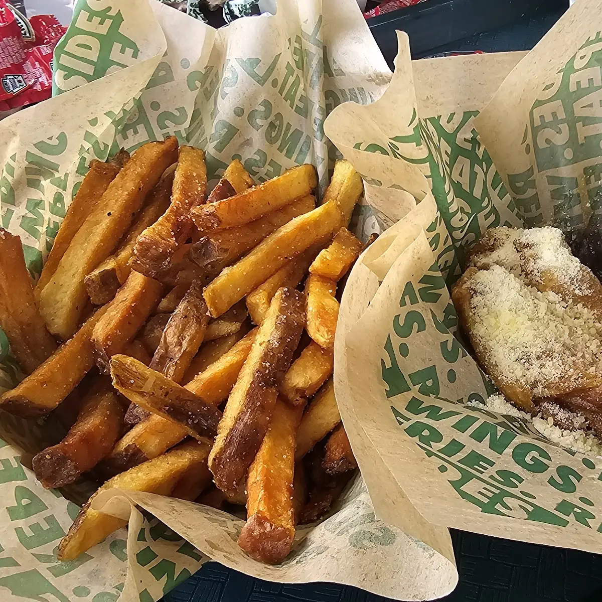 Garlic Parmesan Wings and Fries