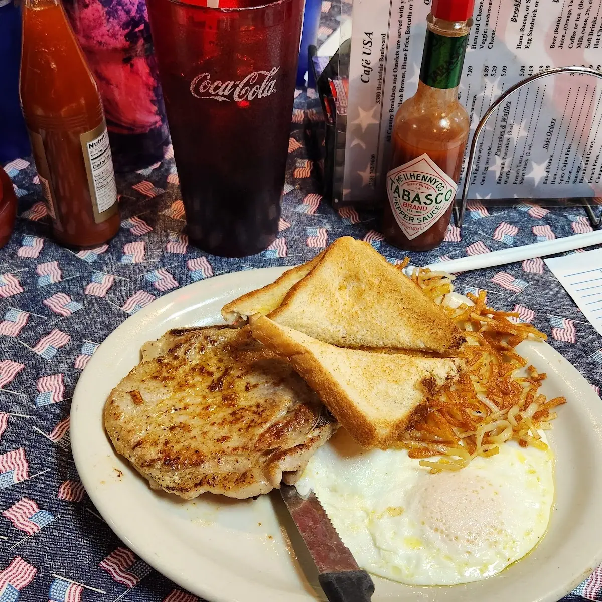 Pork Chops and Eggs with Hash Browns