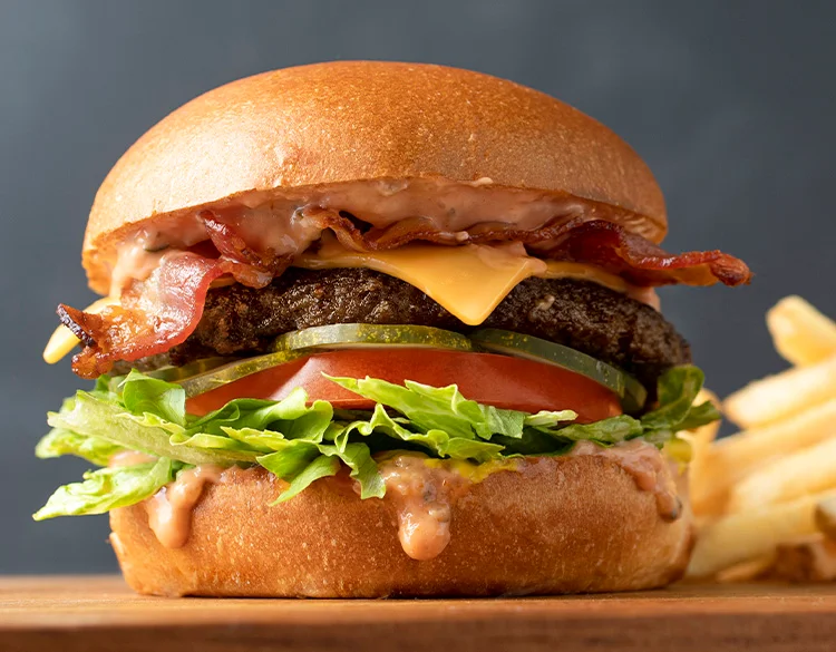 Backyard Bacon & Cheese Burger, The Village Taphouse