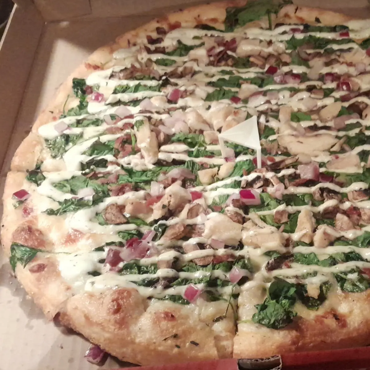 Spinach Chicken Bacon Ranch Pizza