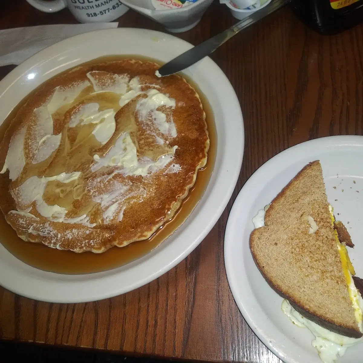 Bacon Egg nd Cheese Sandwich w Pancakes