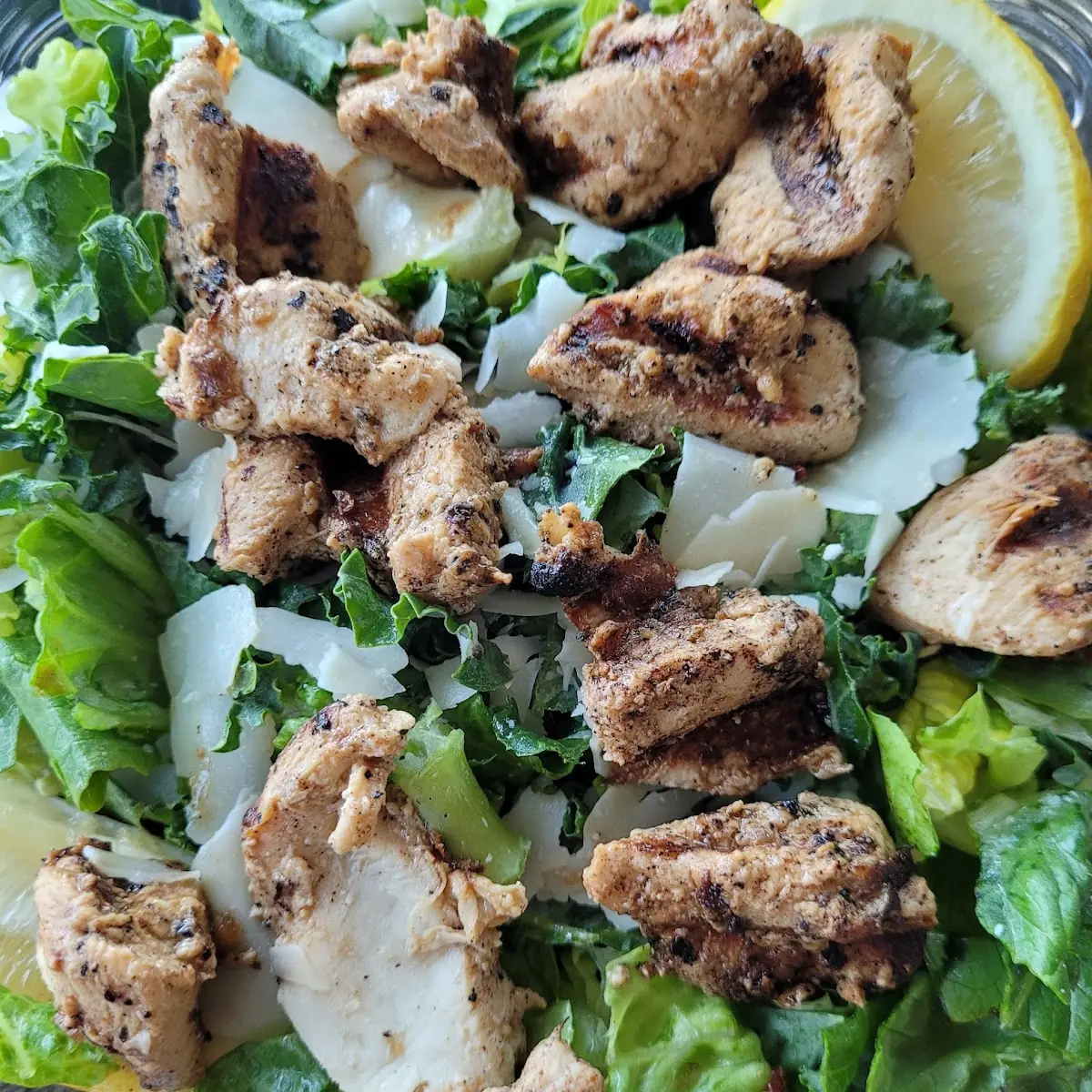 Kale Lemon Caesar Salad with Chicken