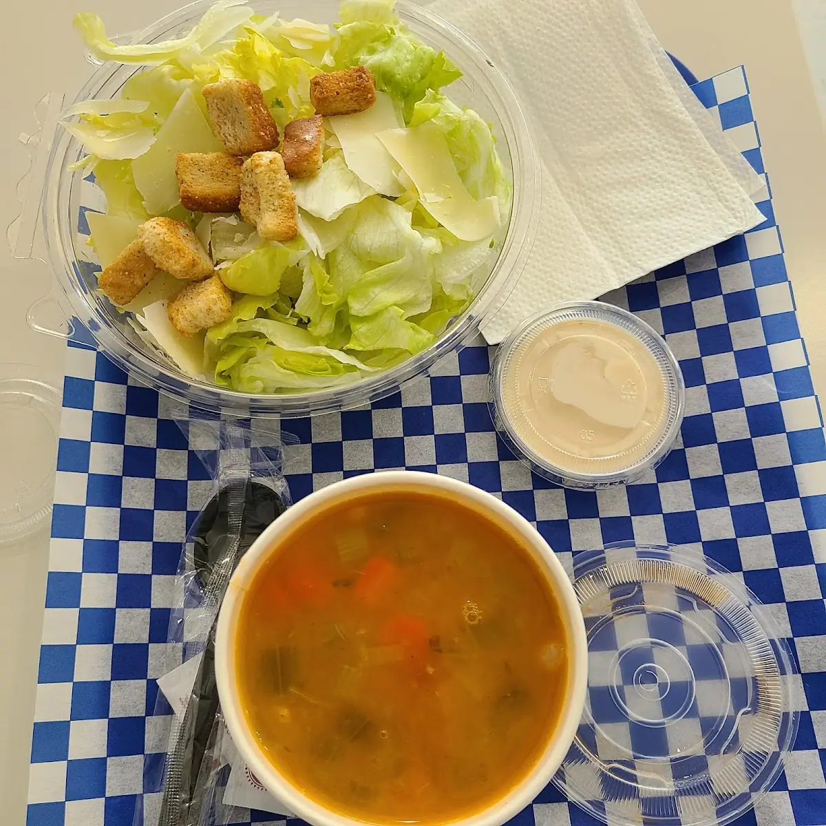Caesar Salad and Fasolada Soup