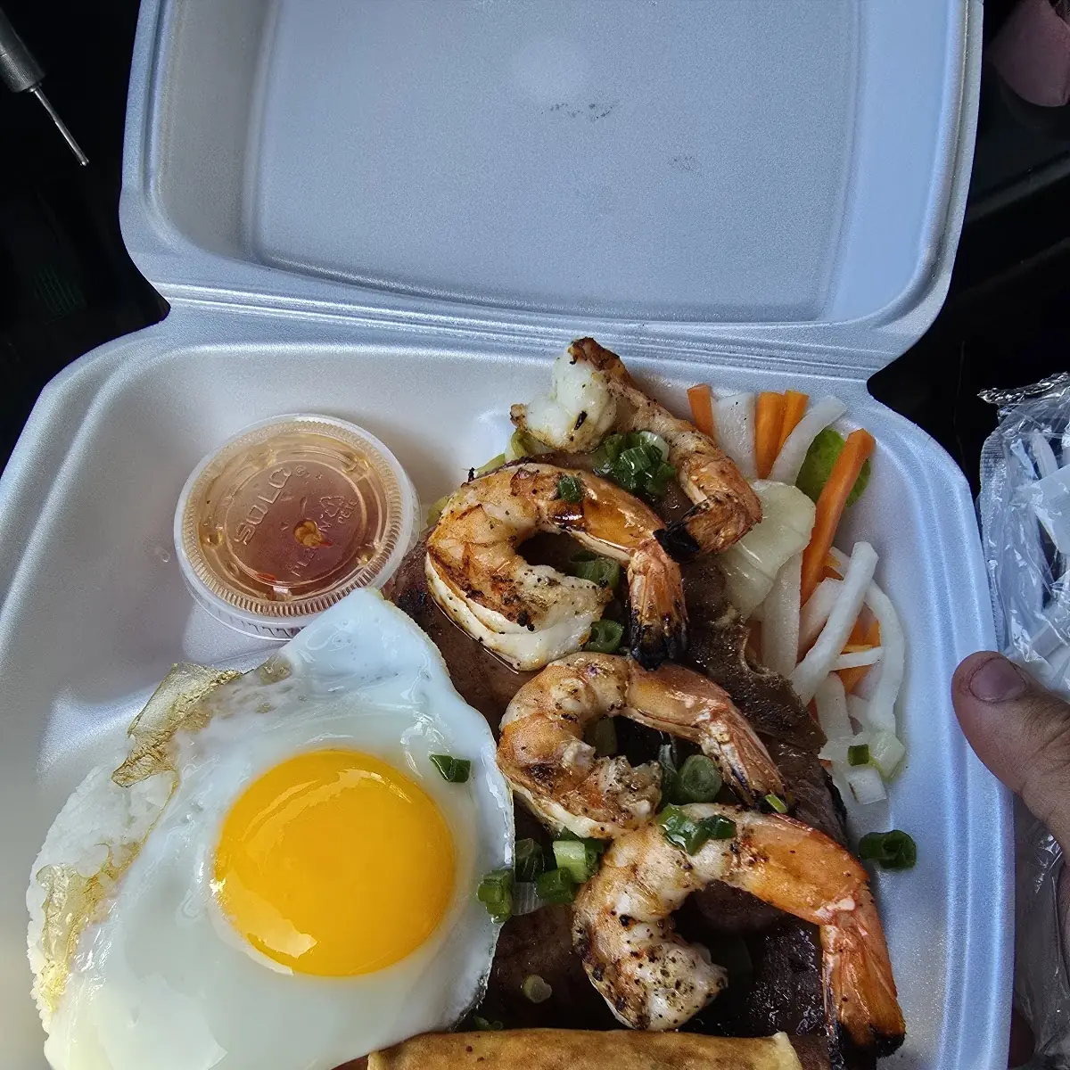 Grilled Jumbo Shrimp Rice Platter Com Tom Nuong