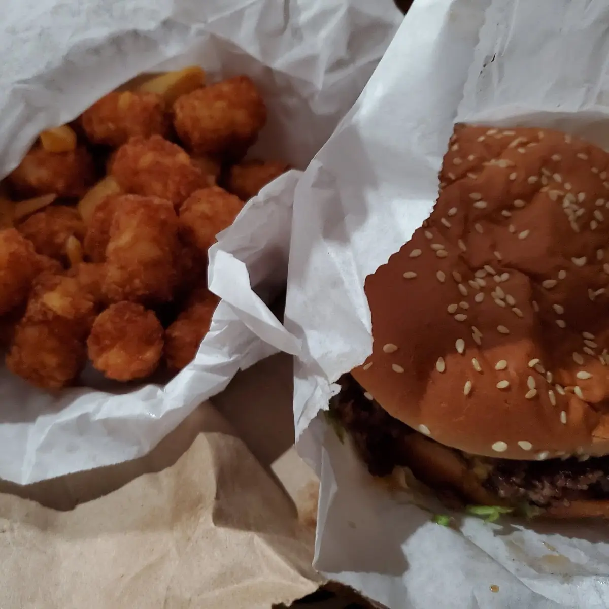 Hickory Burger and Tater Tots