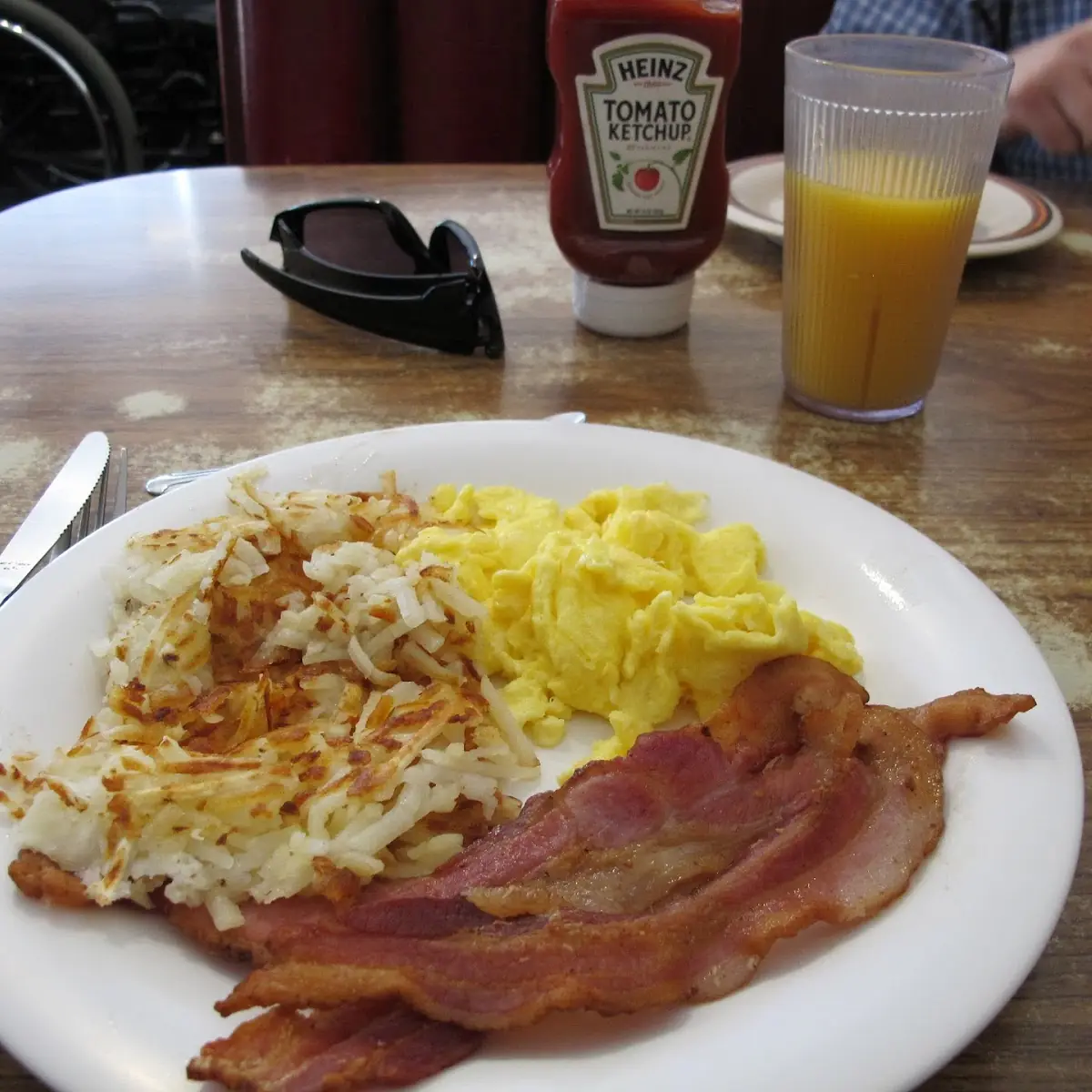 Bacon and Eggs Sunny Side Up with Hash Browns