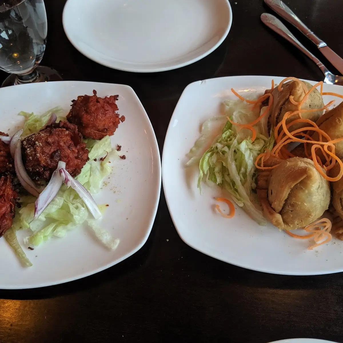 Vegetable Pakoras & Chicken Curry Puffs